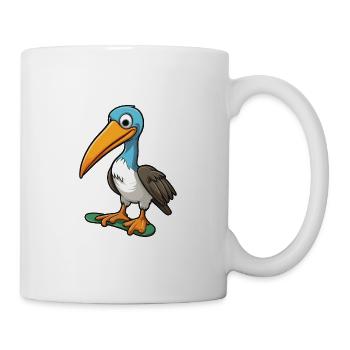 Funny Pelican Kawaii Cartoon Playing Skateboard - Mug - white - Right
