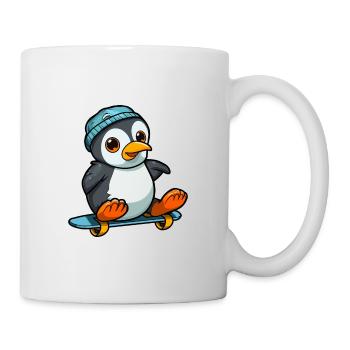 Lustiger Pinguin Kawaii Cartoon spielt Skateboard - Tasse - Weiß - Rechts