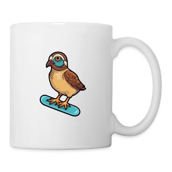 Funny Partridge Kawaii Cartoon Playing Skateboard - Mug - white - Right