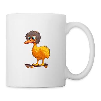 Funny Ostrich Kawaii Cartoon Playing Skateboard - Mug - white - Right