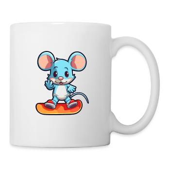Funny Mouse Kawaii Cartoon Pet Playing Skateboard - Mug - white - Right