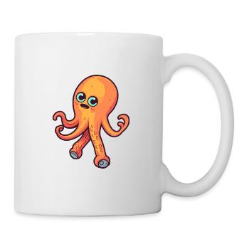 Lustiger Oktopus Kawaii Cartoon spielt Skateboard - Tasse - Weiß - Rechts