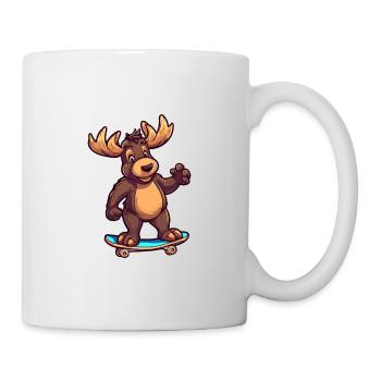 Funny Moose Kawaii Cartoon Pet Playing Skateboard - Mug - white - Right