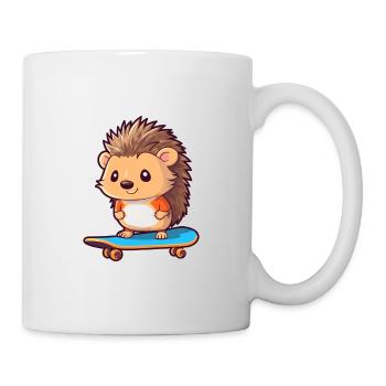 Lustiger Igel Kawaii Cartoon Haustier spielt Skateboa - Tasse - Weiß - Rechts