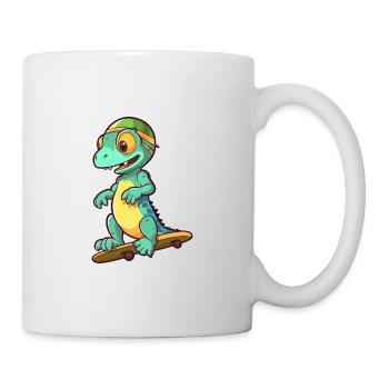 Funny Iguana Kawaii Cartoon Pet Playing Skateboard - Mug - white - Right
