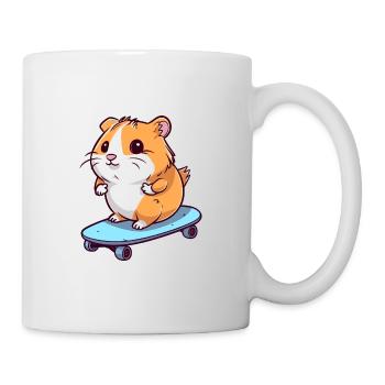 Funny Hamster Kawaii Cartoon Playing Skateboard - Mug - white - Right