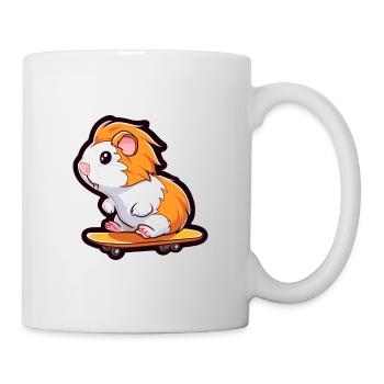 Cochon d’Inde Kawaii Cartoon Jouant Skateboard - Mug blanc - blanc - Droite