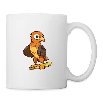 Funny Hawk Kawaii Cartoon Pet Playing Skateboard - Mug - white - Right