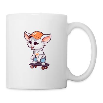 Drôle Chèvre Kawaii Cartoon Pet Jouant Skateboard - Mug blanc - blanc - Droite