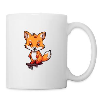 Lustiger Fuchs Kawaii Cartoon Haustier spielt Skateboard - Tasse - Weiß - Rechts