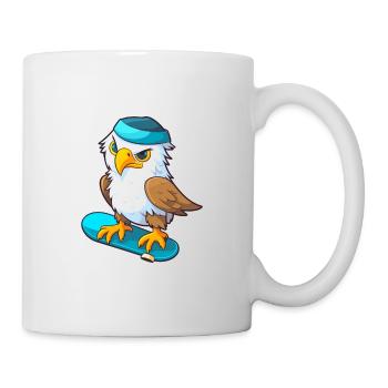Lustiger Adler Kawaii Cartoon Haustier spielt Skateboard - Tasse - Weiß - Rechts