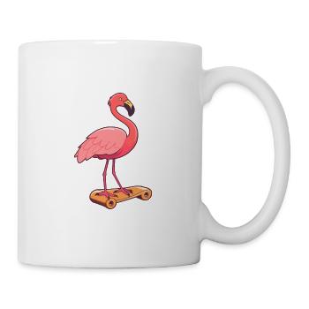 Funny Flamingo Kawaii Cartoon Playing Skateboard - Mug - white - Right