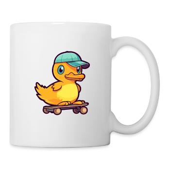 Drôle Canard Kawaii Cartoon Pet Jouant Skateboard - Mug blanc - blanc - Droite