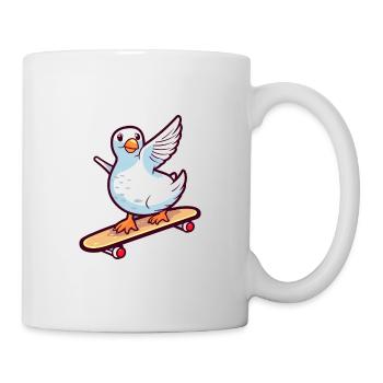 Funny Dove Kawaii Cartoon Pet Playing Skateboard - Mug - white - Right