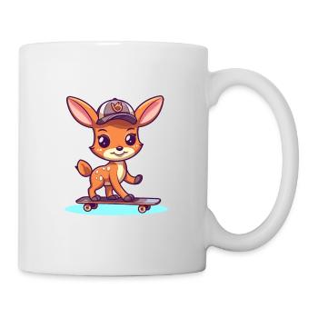 Drôle Cerf Kawaii Cartoon Pet Jouant Skateboard - Mug blanc - blanc - Droite