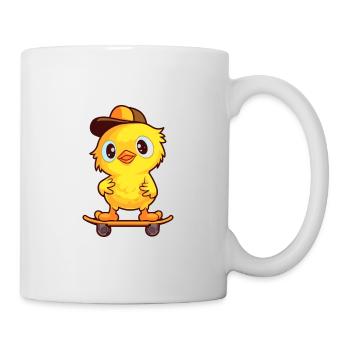 Funny Chick Kawaii Cartoon Pet Playing Skateboard - Mug - white - Right