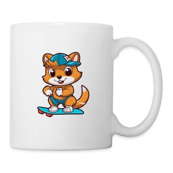 Funny Chipmunk Kawaii Cartoon Playing Skateboard - Mug - white - Right