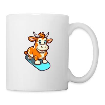 Drôle Vache Kawaii Cartoon Pet Jouant Skateboard - Mug blanc - blanc - Droite