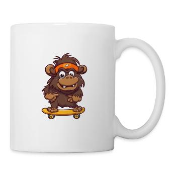 Funny Buffalo Kawaii Cartoon Playing Skateboard - Mug - white - Right