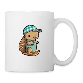 Lustiges Gürteltier Kawaii Cartoon spielt Skateboard - Tasse - Weiß - Rechts