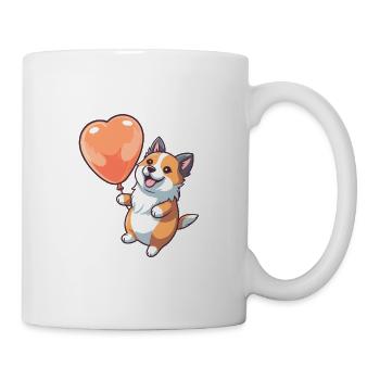 Dog Kawaii Cartoon Pet Playing With Balloons - Mug - white - Right
