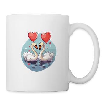Swans Kawaii Cartoon Pet Playing With Balloons - Mug - white - Right