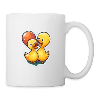 Enten Kawaii Cartoon Haustier spielt mit Luftballons - Tasse - Weiß - Rechts