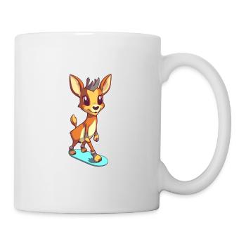 Funny Antelope Kawaii Cartoon Playing Skateboard - Mug - white - Right
