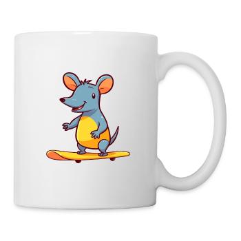 Funny Aardvark Kawaii Cartoon Playing Skateboard - Mug - white - Right
