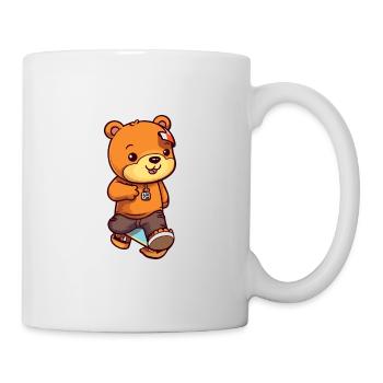 Lustiger Bär Kawaii Cartoon Haustier spielt Skateboard - Tasse - Weiß - Rechts