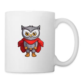 Superheld Lustige Eule Kawaii Cartoon Tier Haustier - Tasse - Weiß - Rechts