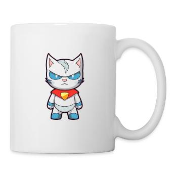 Super-héros Chat Drôle Kawaii Dessin Animé Animal Animal De Compagnie - Mug blanc - blanc - Droite