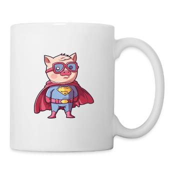 Super-héros Cochon Drôle Kawaii Dessin animé Animal de compagnie - Mug blanc - blanc - Droite