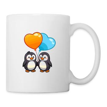 Pinguine Kawaii Cartoon Haustier spielt mit Luftballons - Tasse - Weiß - Rechts