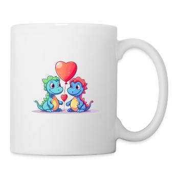 Dinosaures Kawaii Cartoon Pet Jouant Avec Des Ballons - Mug blanc - blanc - Droite