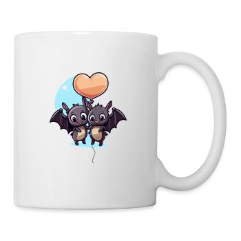 Fledermäuse Kawaii Cartoon Haustier spielt mit Luftballons - Tasse - Weiß - Rechts
