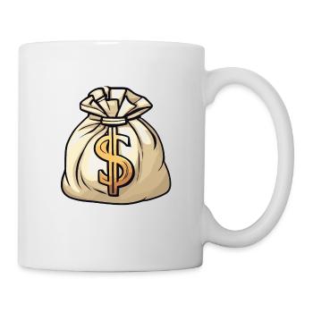 Sac d’argent / Billets / Pièces de monnaie / Zaster / Fortune - Mug blanc - blanc - Droite
