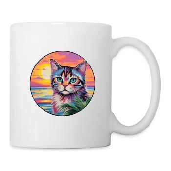 Australische Nebelkatze Aquarell Cartoon Kawaii - Tasse - Weiß - Rechts