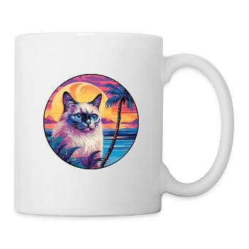 Heilige Birma-Katzenrasse, Aquarell-Cartoon Kawaii - Tasse - Weiß - Rechts