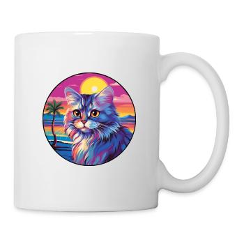 British Longhair Cat Watercolor Cartoon Kawaii - Mug - white - Right