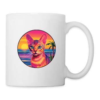 Abyssin Shorthair Chat Aquarelle Dessin Animé Kawaii - Mug blanc - blanc - Droite
