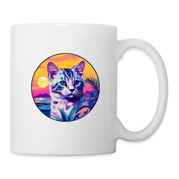 Australische gefleckte Nebelkatze, Aquarell-Cartoon-Haustier - Tasse - Weiß - Rechts