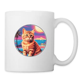 Chat polydactyle américain Aquarelle Dessin animé Kawaii - Mug blanc - blanc - Droite