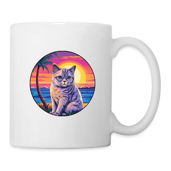 Britische Kurzhaarkatze Aquarell-Cartoon Kawaii - Tasse - Weiß - Rechts