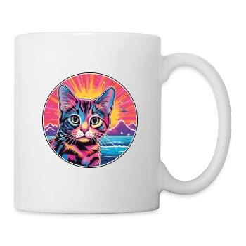 American Wirehair Cat Watercolor Cartoon Kawaii - Mug - white - Right