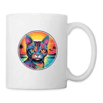 Brasilianische Kurzhaarkatze Aquarell-Cartoon Kawaii - Tasse - Weiß - Rechts