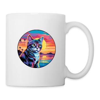 Chypre Chat Race Aquarelle Dessin Animé Kawaii Pet - Mug blanc - blanc - Droite