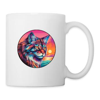 Eurasischer Luchs Katzenrasse Aquarell Cartoon Kawaii - Tasse - Weiß - Rechts