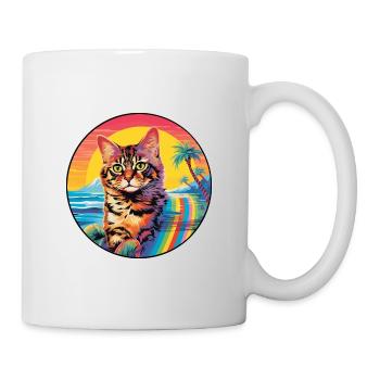 German Rex Cat Breed Watercolor Cartoon Kawaii Pet - Mug - white - Right