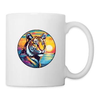 Liger Hybrid Löwe Tiger Katze Aquarell Cartoon Haustier - Tasse - Weiß - Rechts
